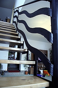 Kované schodiště a zábradlí moderni s vlnou